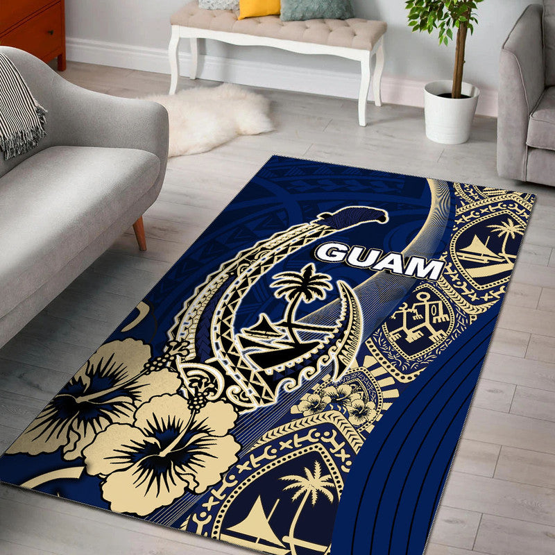 Guam Fish Hook Area Rug Blue Style LT6 Blue - Polynesian Pride