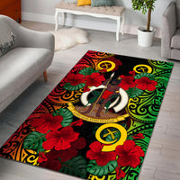 Vanuatu And Hibiscus Area Rug LT6 Black - Polynesian Pride