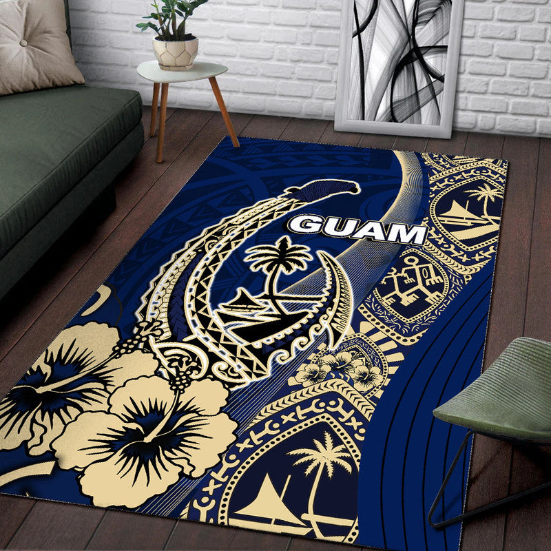 Guam Fish Hook Area Rug Blue Style LT6 - Polynesian Pride