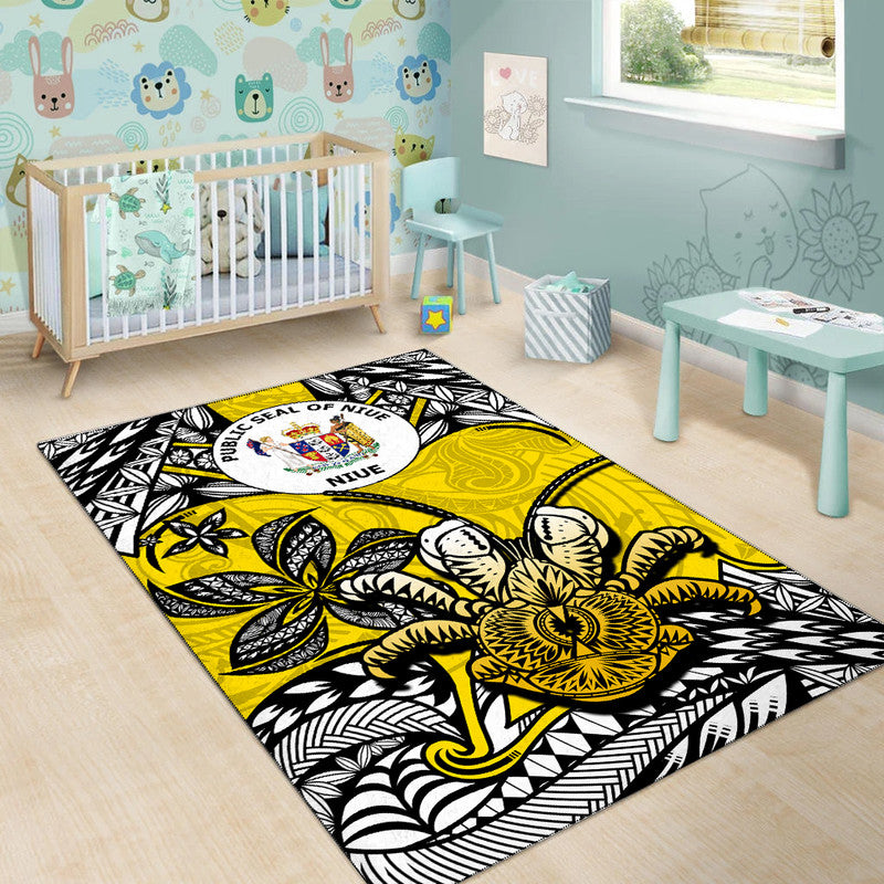 Niue Uga Area Rug Tribal Patterns Yellow Style LT6 - Polynesian Pride