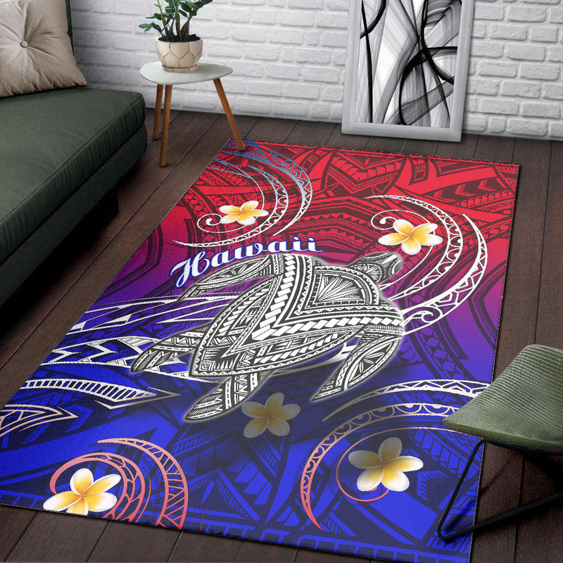 Hawaii Area Rug Hawaiian Turtle Plumeria Mixed Polynesian Style LT9 Gradient - Polynesian Pride