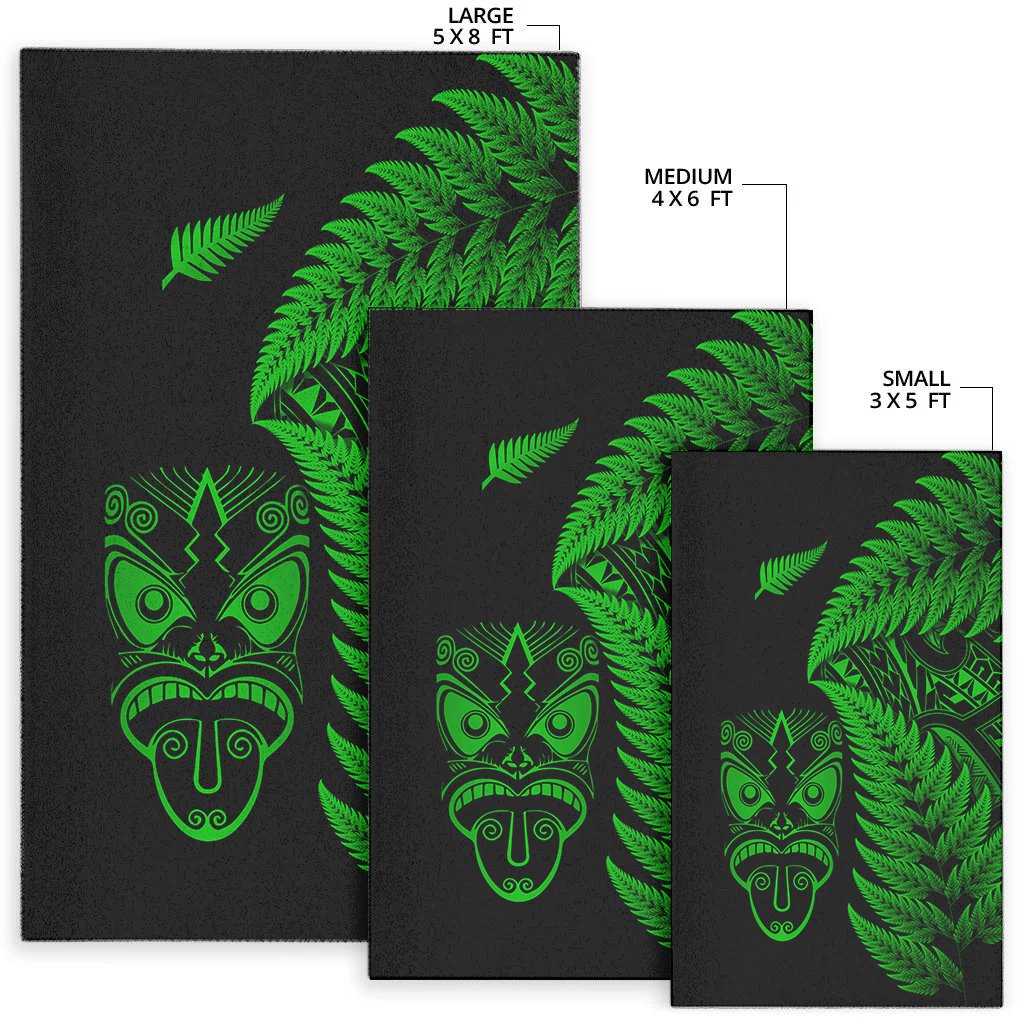 New Zealand Haka Rugby Maori Area Rug Silver Fern Vibes - Green LT8 - Polynesian Pride