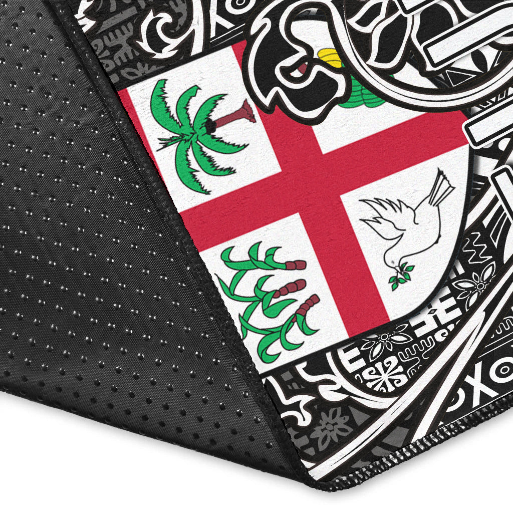 Fiji Area Rug Tapa Patterns White And Black Style LT6 - Polynesian Pride