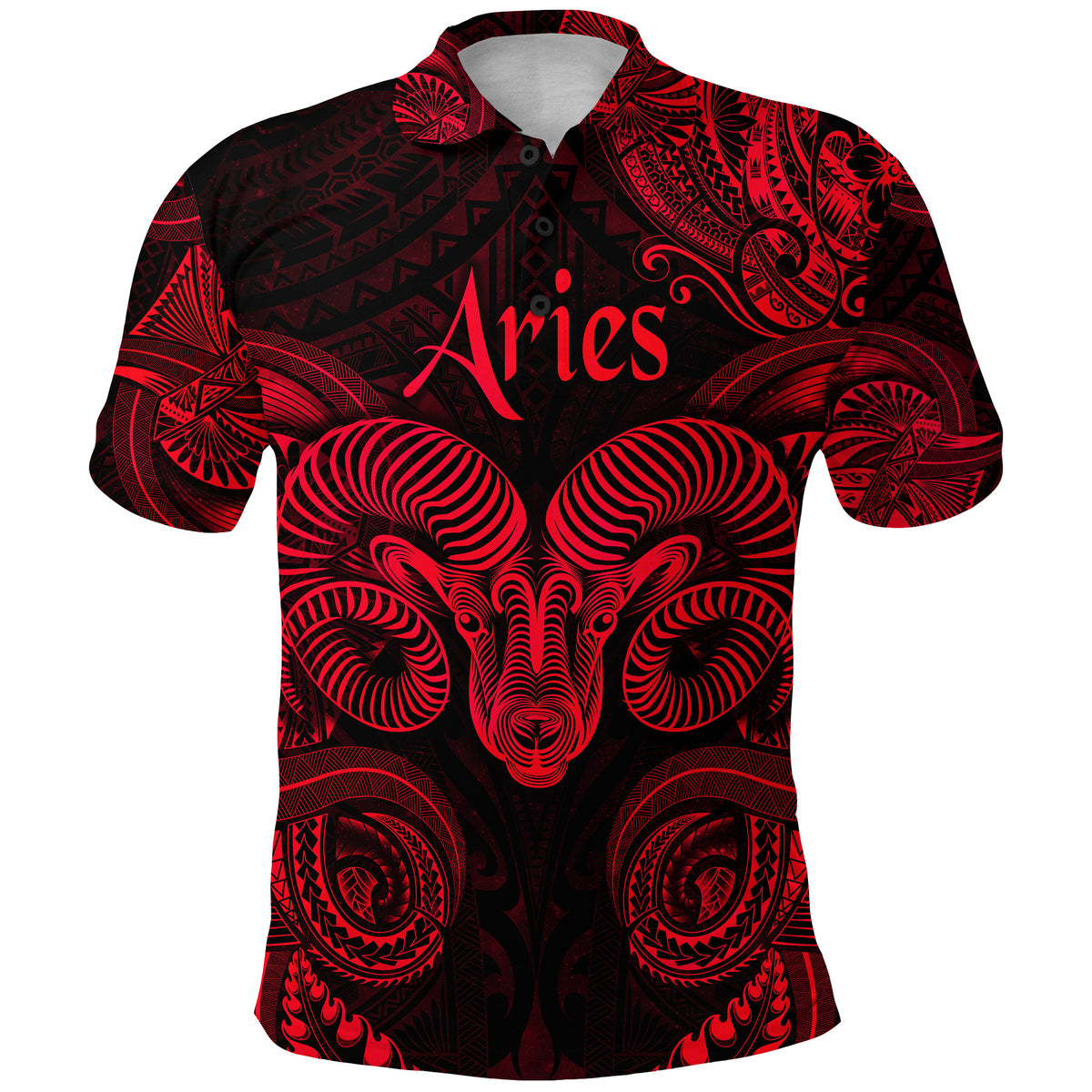 Custom Aries Zodiac Polynesian Polo Shirt Unique Style Red LT8 - Polynesian Pride