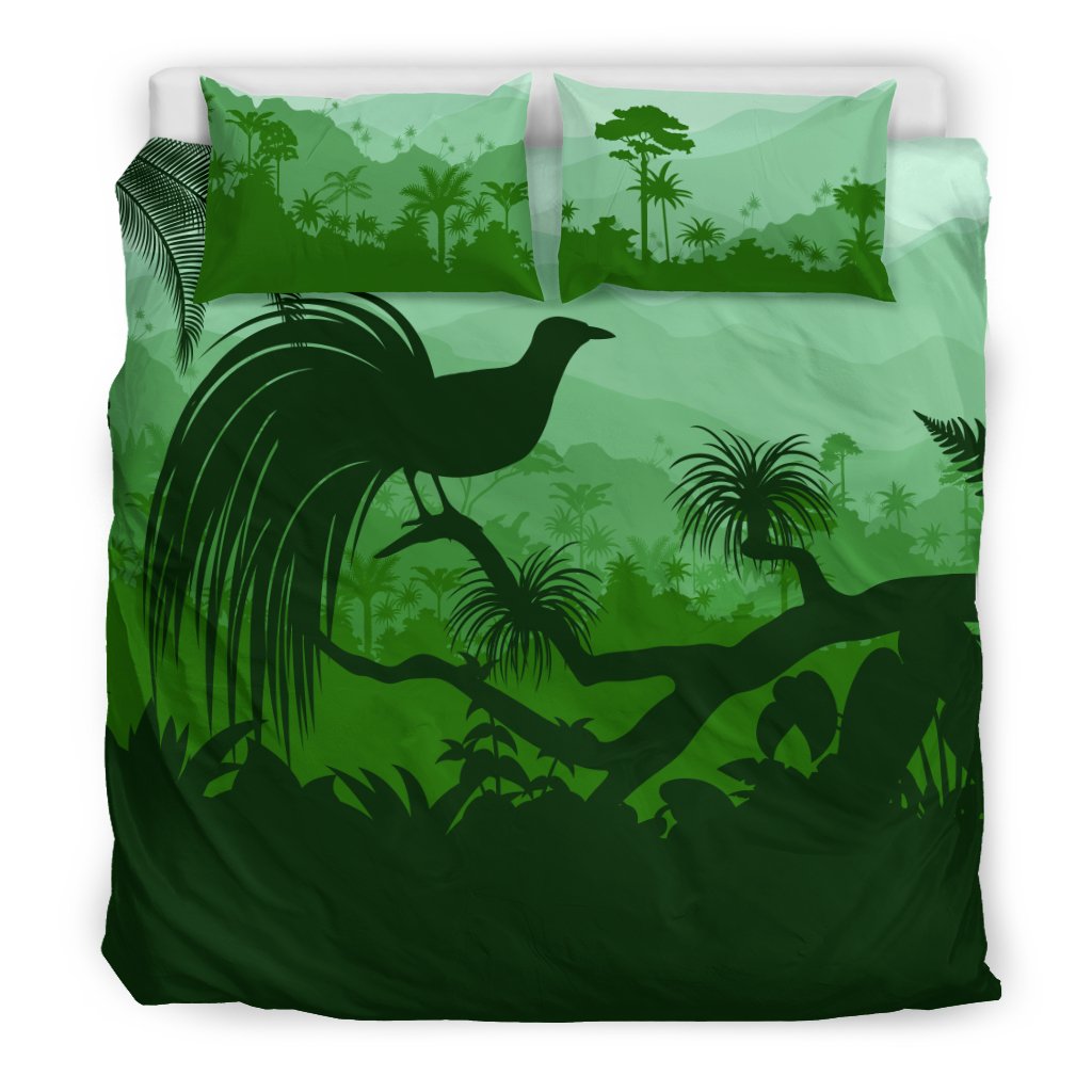 Papua New Guinea Duvet Cover Set - Forest Bird Painting Black - Polynesian Pride