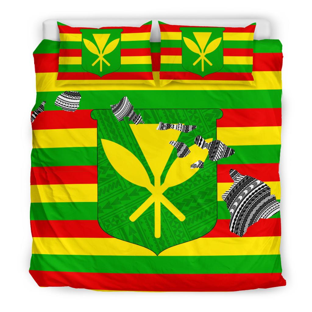 Hawaiian Map Flag Kanaka Maoli Polynesian Bedding Set - Polynesian Pride