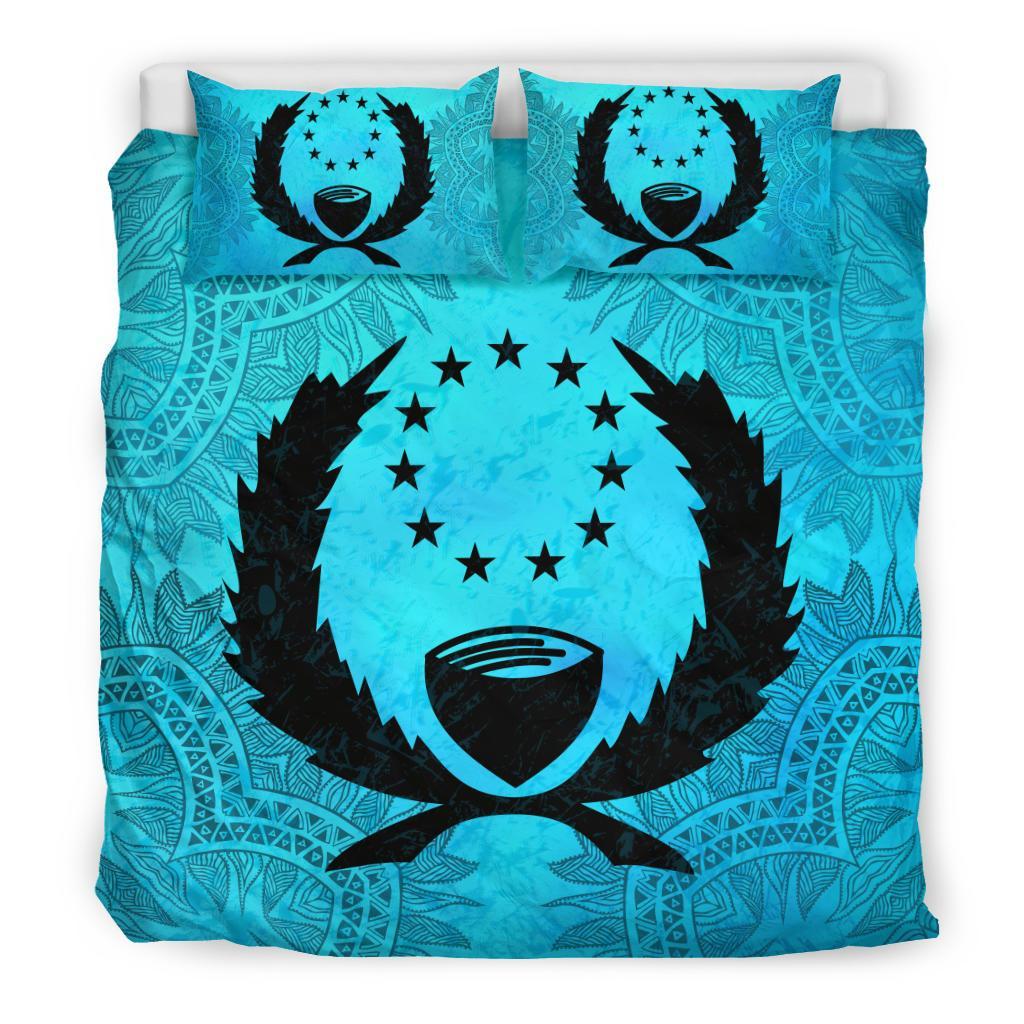 Pohnpei Duvet Cover Set - Pohnpei Flag Turquoise A0 Art - Polynesian Pride