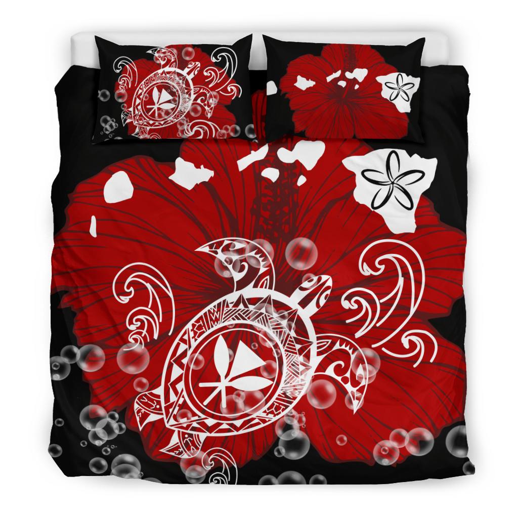 Hawaiian Map Turtle Hibiscus Polynesian Bedding Set - Polynesian Pride