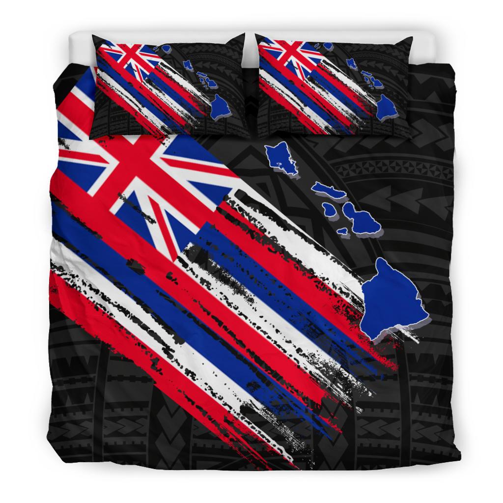 Hawaiian Flag Polynesian Grey Background Bedding Set - Polynesian Pride