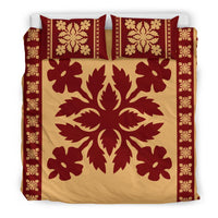 Hawaiian Quilt Pattern Hibiscus Flower Bedding Set - Polynesian Pride