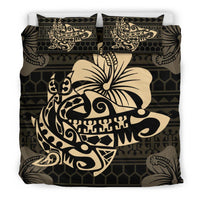 Hawaiian Hibiscus Etua Shark Tattoo Bedding Set - Polynesian Pride