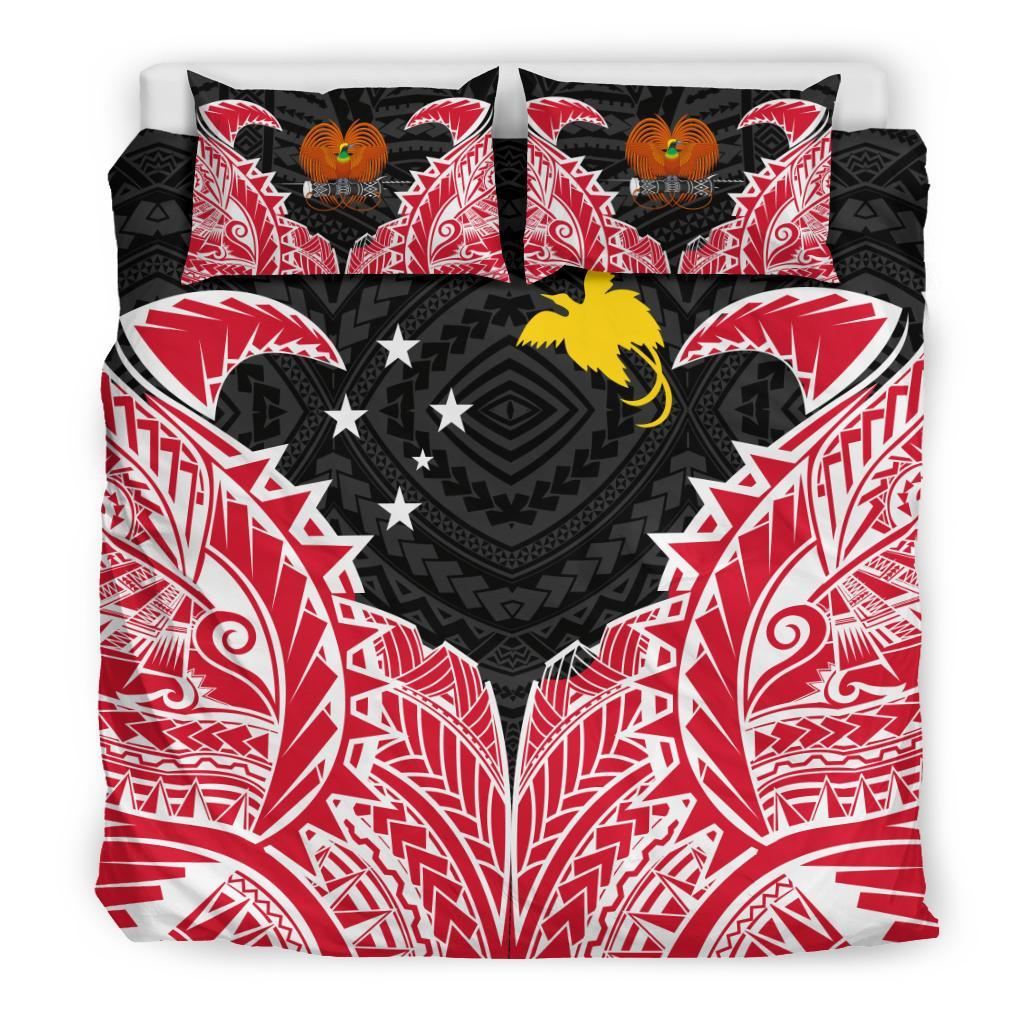Papua New Guinea Duvet Cover Set - Papua New Guinea Coat Of Arms Premium Black - Polynesian Pride