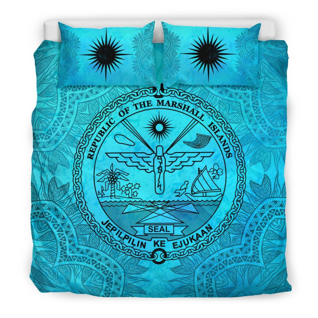 Marshall Islands Duvet Cover Set - Marshall Islands Seal Turquoise Art - Polynesian Pride