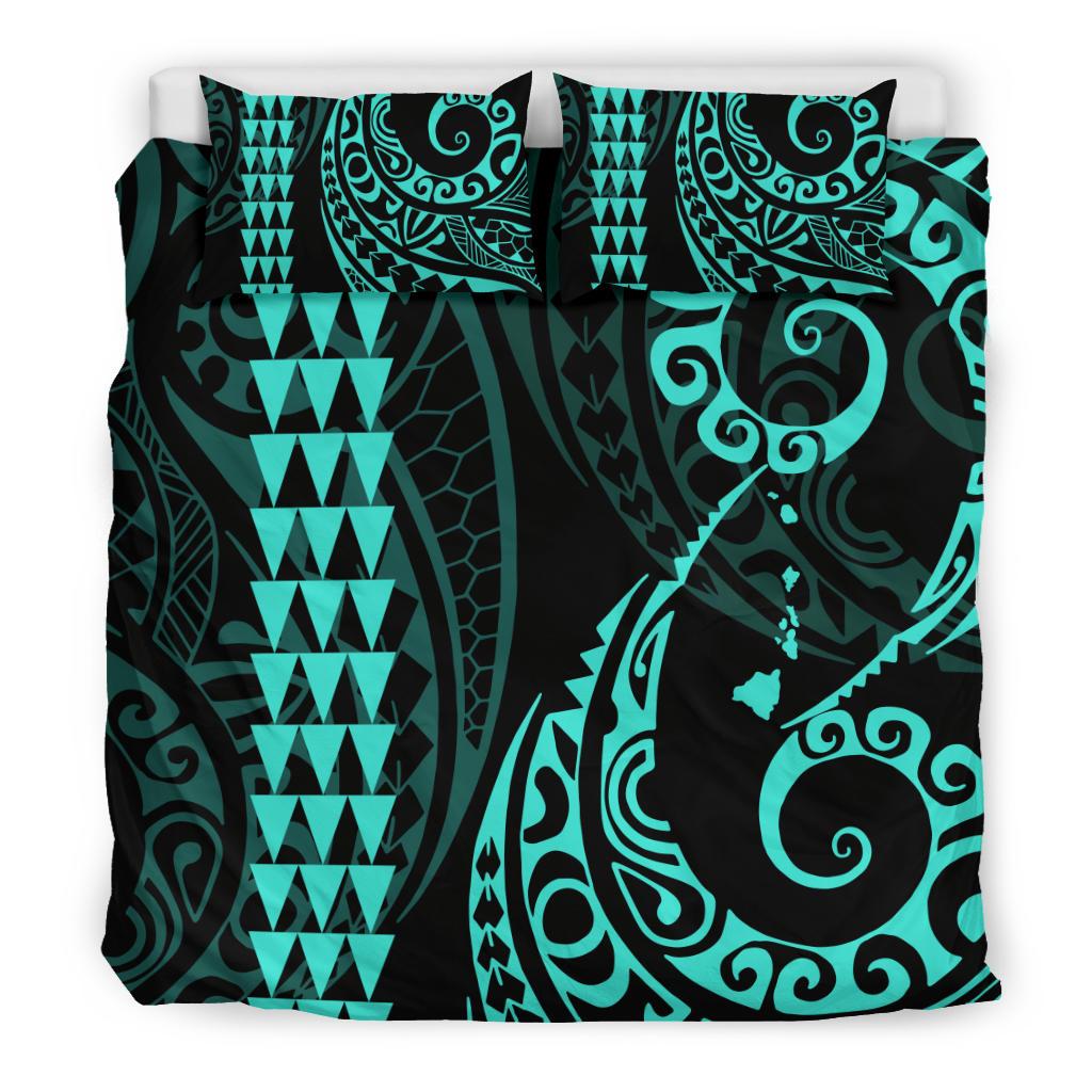 Hawaiian Map Polynesian Bedding Set Turquoise - Polynesian Pride