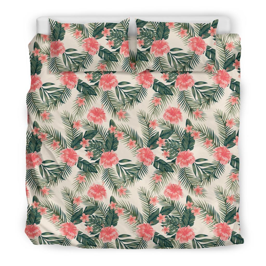 Hawaiian Hibiscus Plumeria Tropical Flower Pattern Polynesian Bedding Set Pink - Polynesian Pride