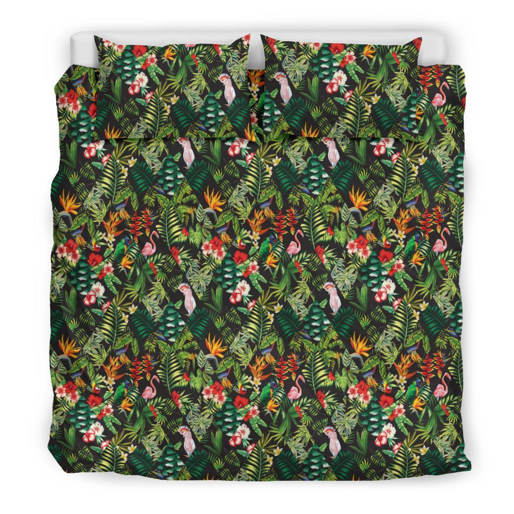 Hawaiian Tropical Flamingo Hibiscus Plumeria Strelitzia Polynesian Bedding Set - Polynesian Pride