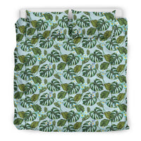 Hawaiian Tropical Plumeria Flowers Monstera Leaf Polynesian Bedding Set - Polynesian Pride