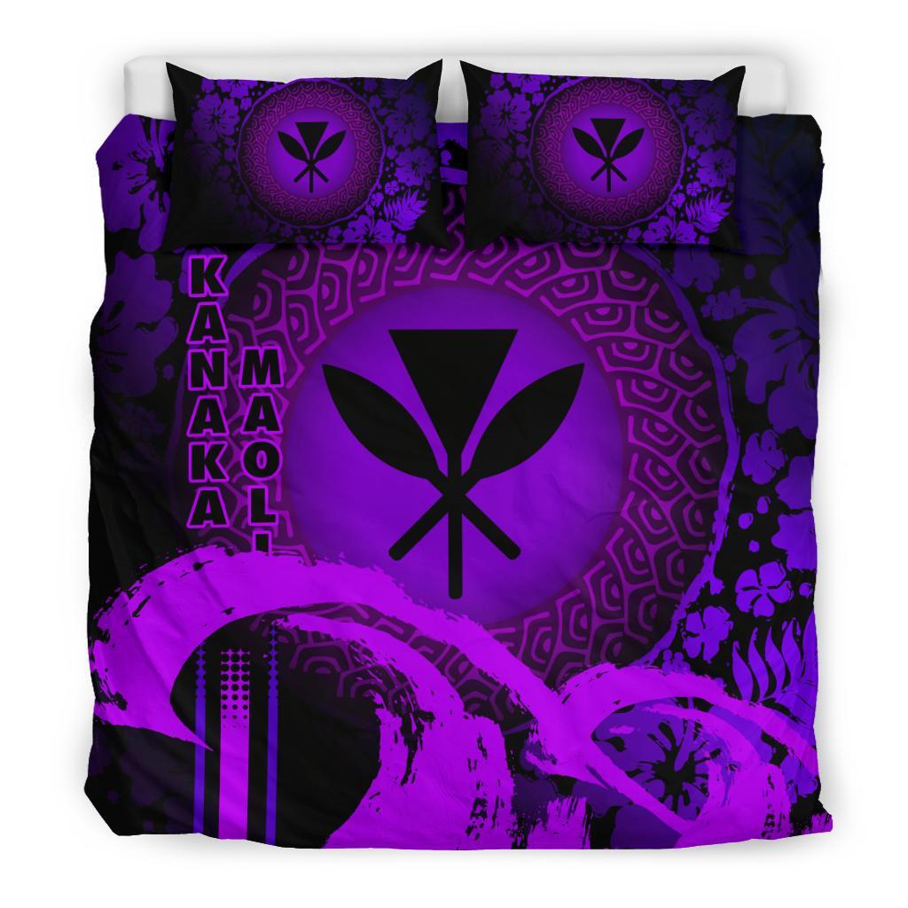 Kanaka Maoli Duvet Cover Set - Hibiscus And Wave Special Purple Purple - Polynesian Pride