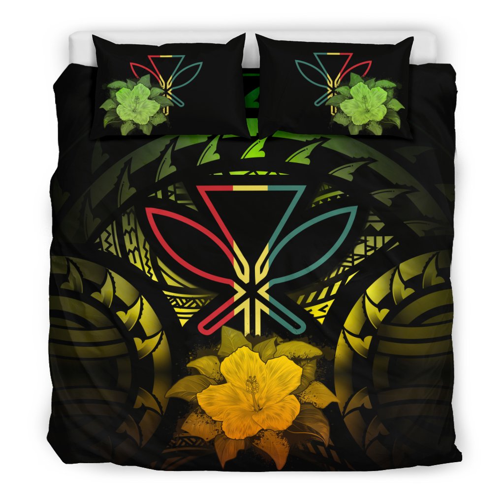 Kanaka Maoli Reggae Hibiscus Rising Bedding Set Reggae - Polynesian Pride