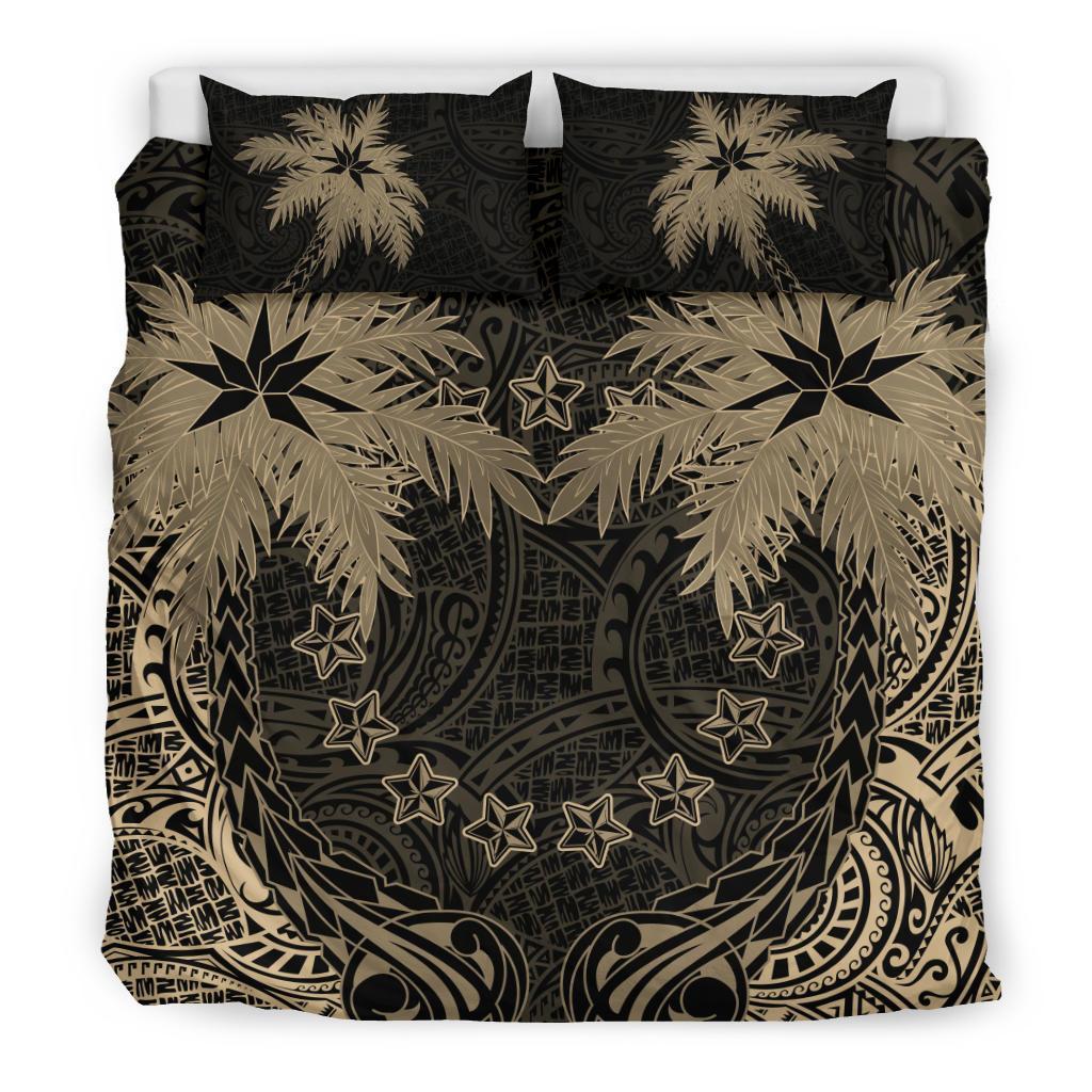 Cook Islands Duvet Cover Set - Cook Islands Flag Coconut (Duvet Cover) Black - Polynesian Pride