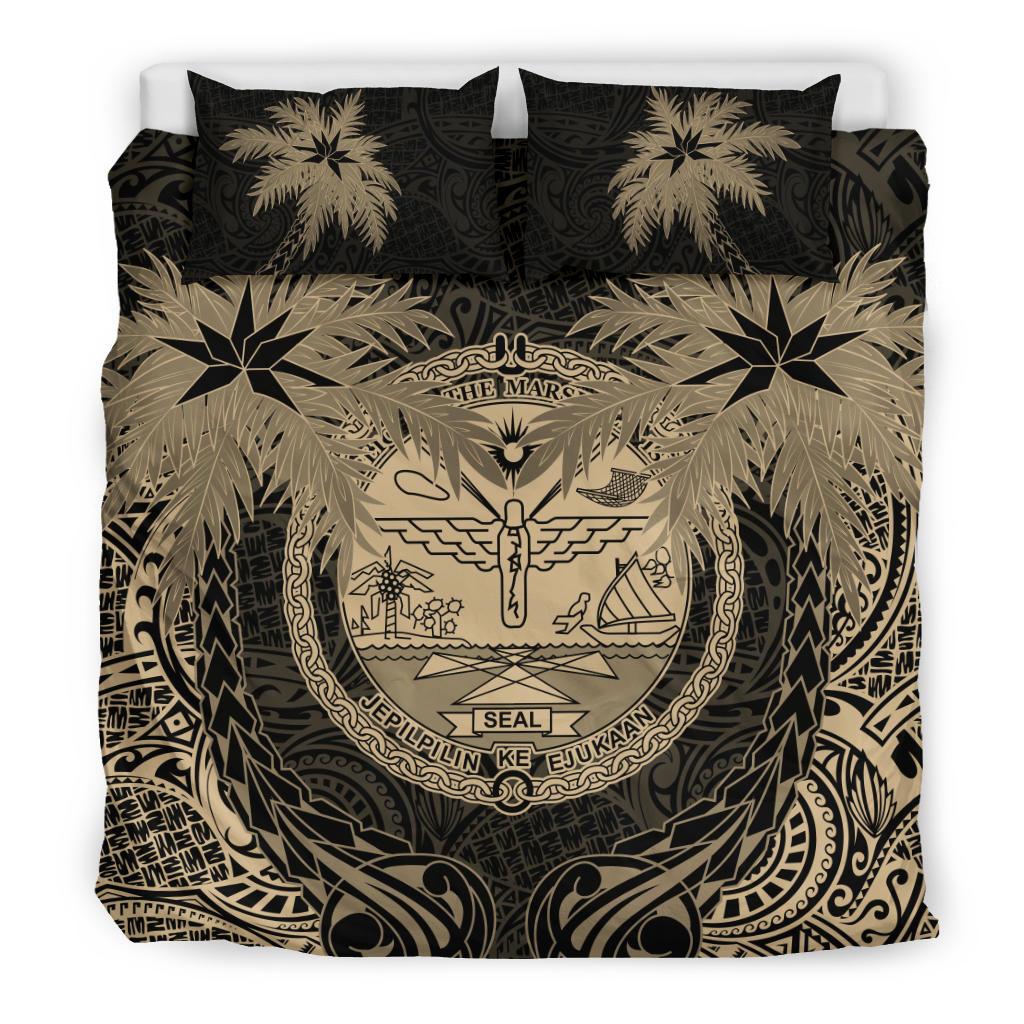 Marshall Islands Duvet Cover Set - Marshall Islands Seal Coconut (Duvet Cover) Black - Polynesian Pride