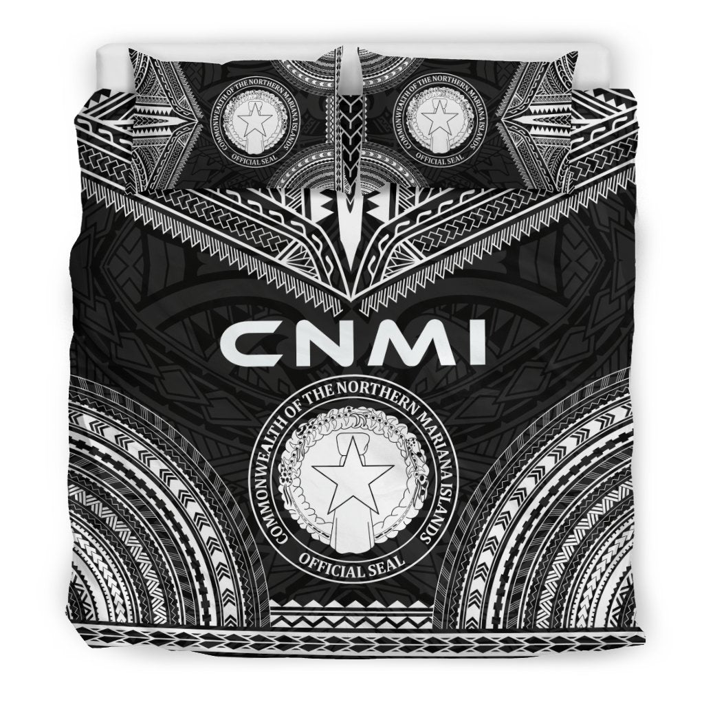 Northern Mariana Islands Polynesian Chief Duvet Cover Set - Black Version - Polynesian Pride