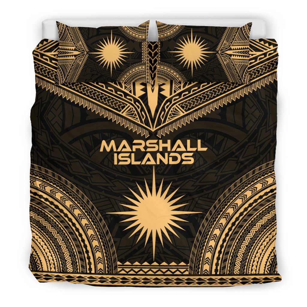 Marshall Islands Polynesian Chief Duvet Cover Set - Gold Version - Polynesian Pride