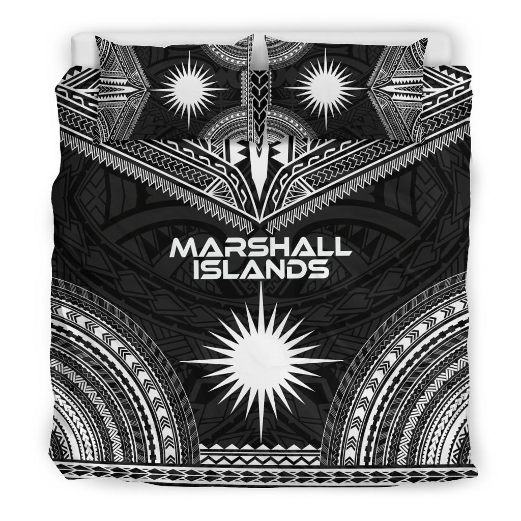 Marshall Islands Polynesian Chief Duvet Cover Set - Black Version - Polynesian Pride