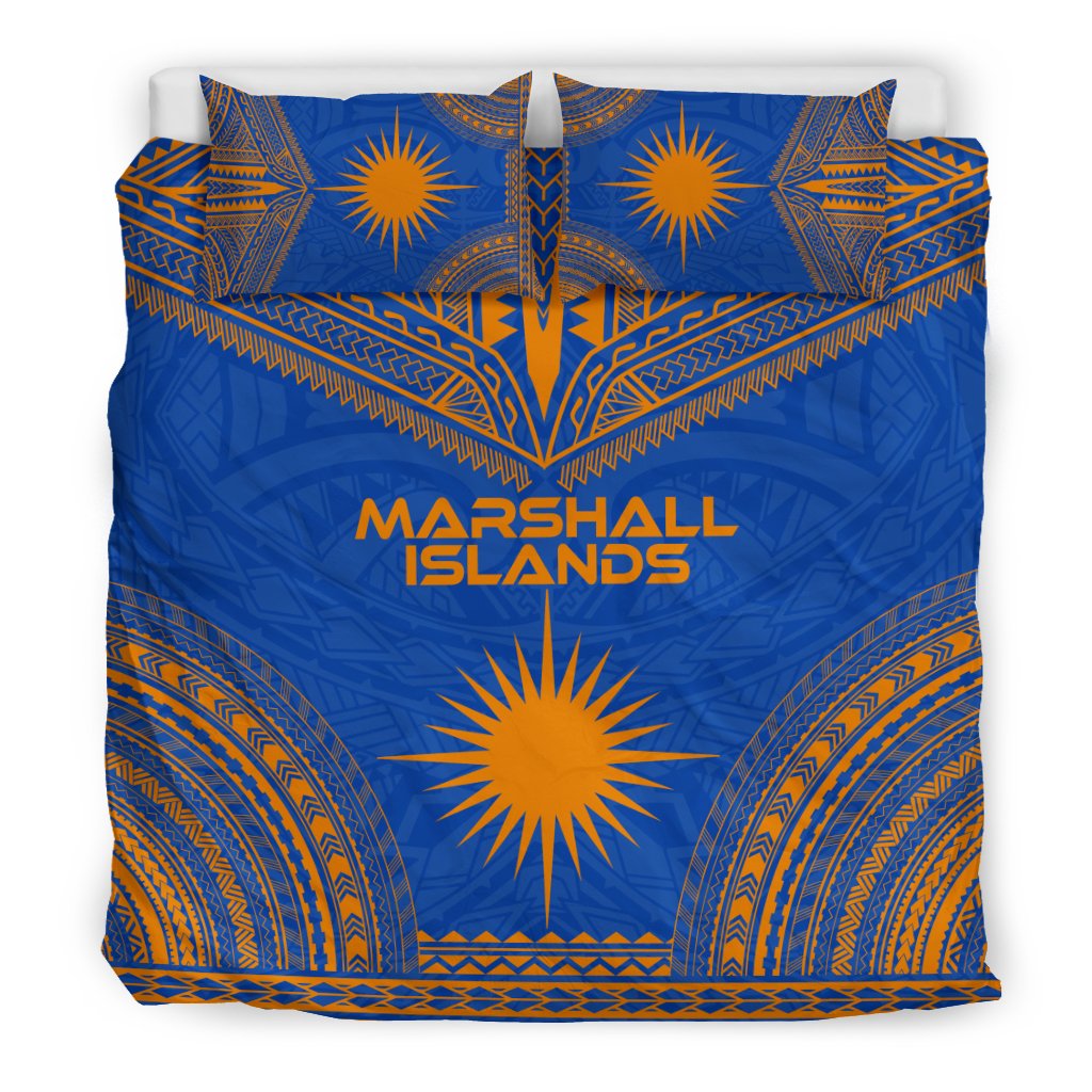 Marshall Islands Flag Polynesian Chief Duvet Cover Set - Polynesian Pride