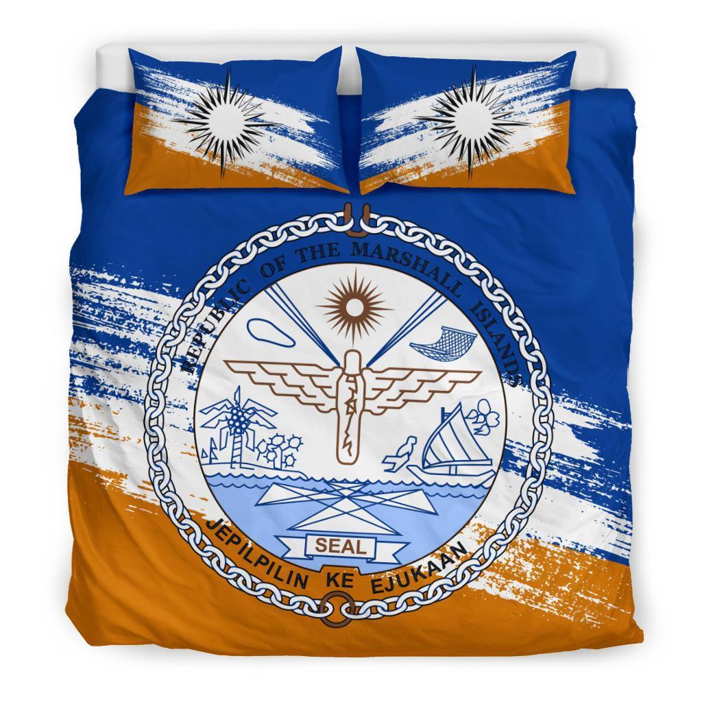 Marshall Islands Duvet Cover Set - Marshall Islands Seal Premium Black - Polynesian Pride