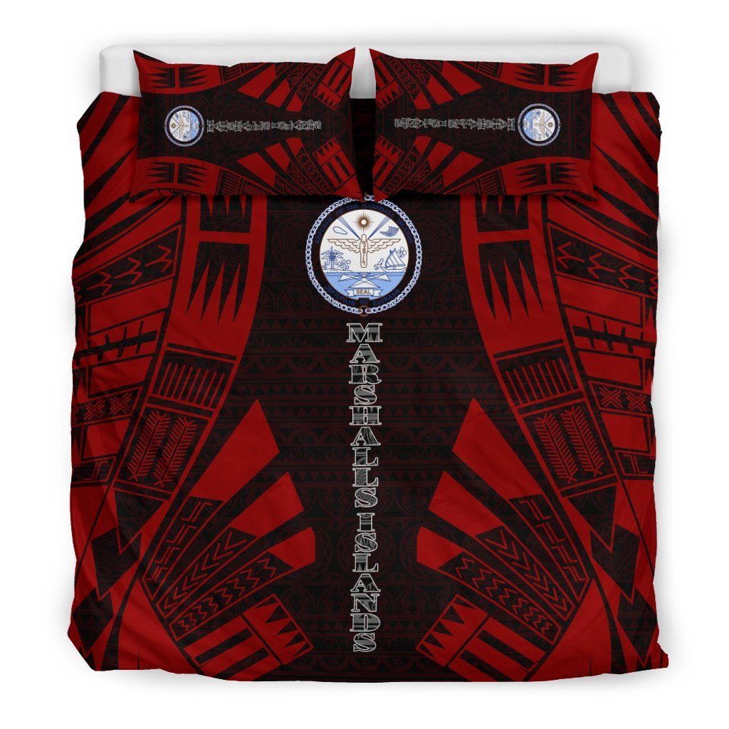 Marshall Islands Duvet Cover Set - Polynesian Tattoo Red - Polynesian Pride