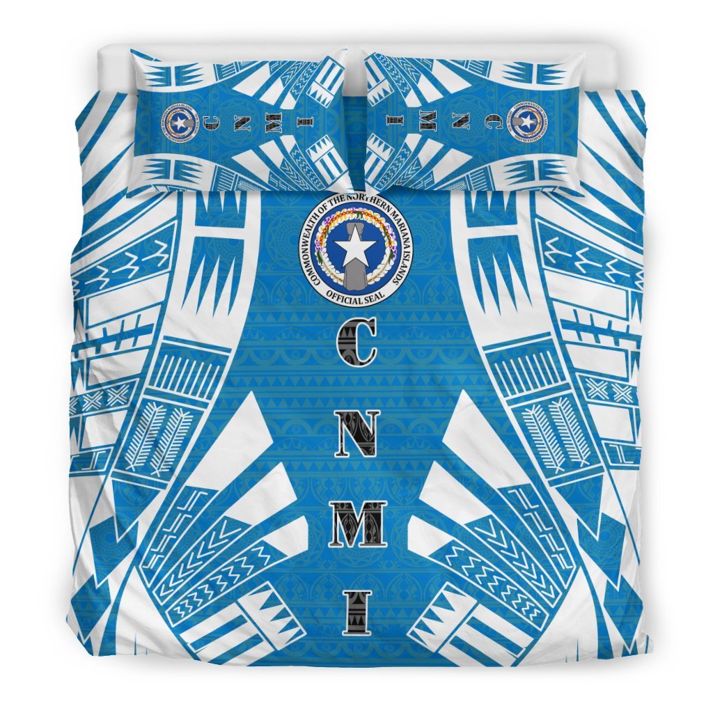 Northern Mariana Islands Duvet Cover Set - Polynesian Tattoo Flag Black - Polynesian Pride