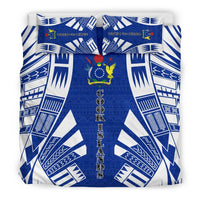 Cook Islands Duvet Cover Set - Polynesian Tattoo Flag Black - Polynesian Pride