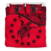Cook Island Duvet Cover Set - Cook Island Flag & Turtle Tattoo Red Red - Polynesian Pride