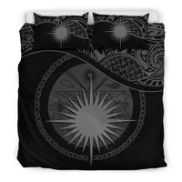 Marshall Island Duvet Cover Set - Marshall Island Coat Of Arms & Flag Black Black - Polynesian Pride