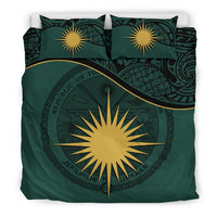 Marshall Island Duvet Cover Set - Marshall Island Coat Of Arms & Flag Green Green - Polynesian Pride