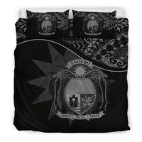 Nauru Duvet Cover Set - Nauru Bedding Flag & Coat Of Arms Black Black - Polynesian Pride