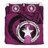 Northern Mariana Islands Duvet Cover Set - Northern Mariana Islands Flag Dark Pink Pink - Polynesian Pride