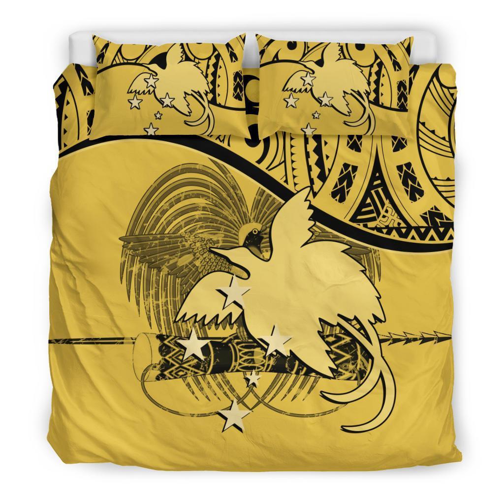Papua New Guinea Duvet Cover Set - Papua New Guinea Flag & Coat Of Arms Yellow Yellow - Polynesian Pride