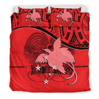 Papua New Guinea Duvet Cover Set - Papua New Guinea Flag & Coat Of Arms Red Red - Polynesian Pride