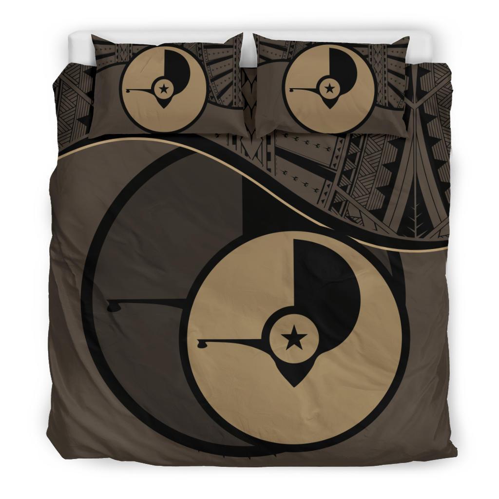 Yap Duvet Cover Set - Yap Flag Tattoo Brown Brown - Polynesian Pride