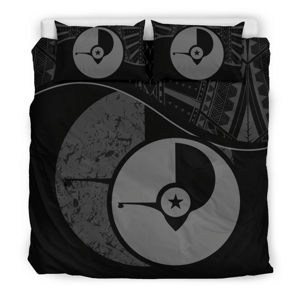 Yap Duvet Cover Set - Yap Flag Tattoo Black Black - Polynesian Pride