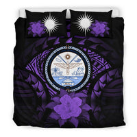 Marshall Island Duvet Cover Set - Marshall Island Seal & Purple Hibiscus Purple - Polynesian Pride