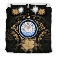 Marshall Island Duvet Cover Set - Marshall Island Seal & Brown Hibiscus Gray - Polynesian Pride