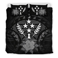Kosrae Duvet Cover Set - Kosrae Flag & Gray Hibiscus Gray - Polynesian Pride