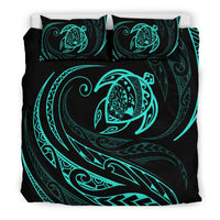 Hawaiian Map Turtle Polynesian Bedding Set - Turquoise - Frida Style - Polynesian Pride