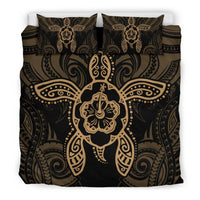 Hawaiian Turtle Hibiscus Polynesian Bedding Set Gold - Polynesian Pride