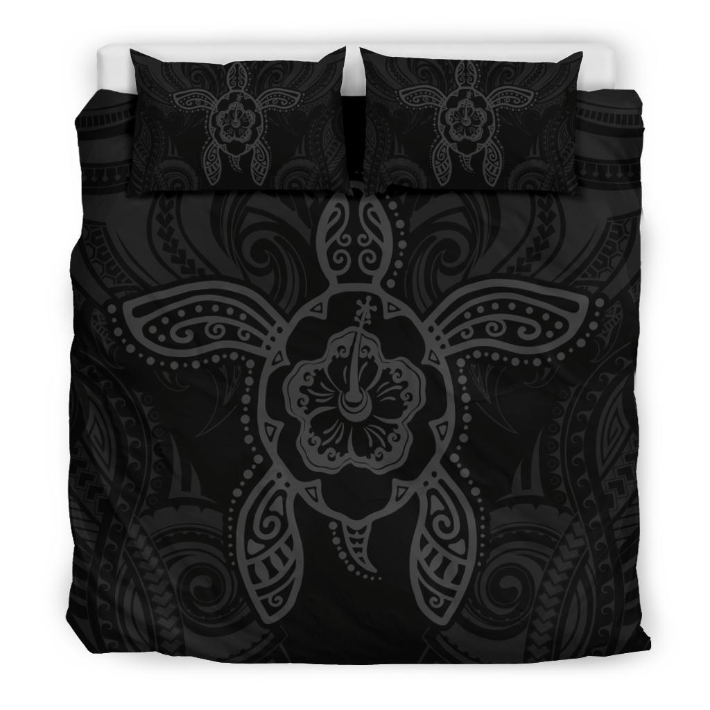 Hawaiian Turtle Hibiscus Polynesian Bedding Set Grey - Polynesian Pride