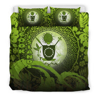 Cook Islands Bedding Set - Wave And Hibiscus Green - Polynesian Pride