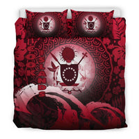 Cook Islands Bedding Set - Wave And Hibiscus Red - Polynesian Pride